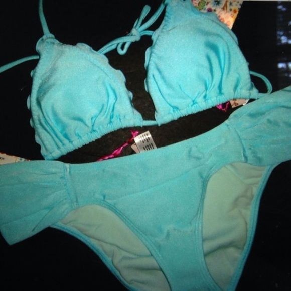 NWT Luli Fama Bikini Pool party Blue XS/S